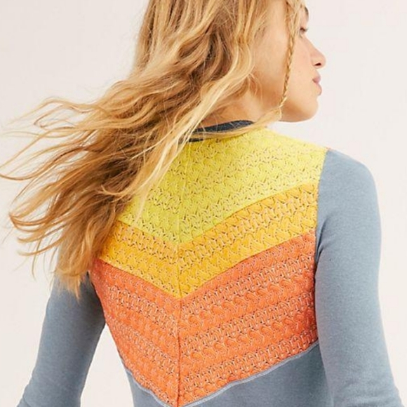 We The Free People In 🌈 rainbows crochet top mixed media Top **dark spots**asis - Picture 4 of 15